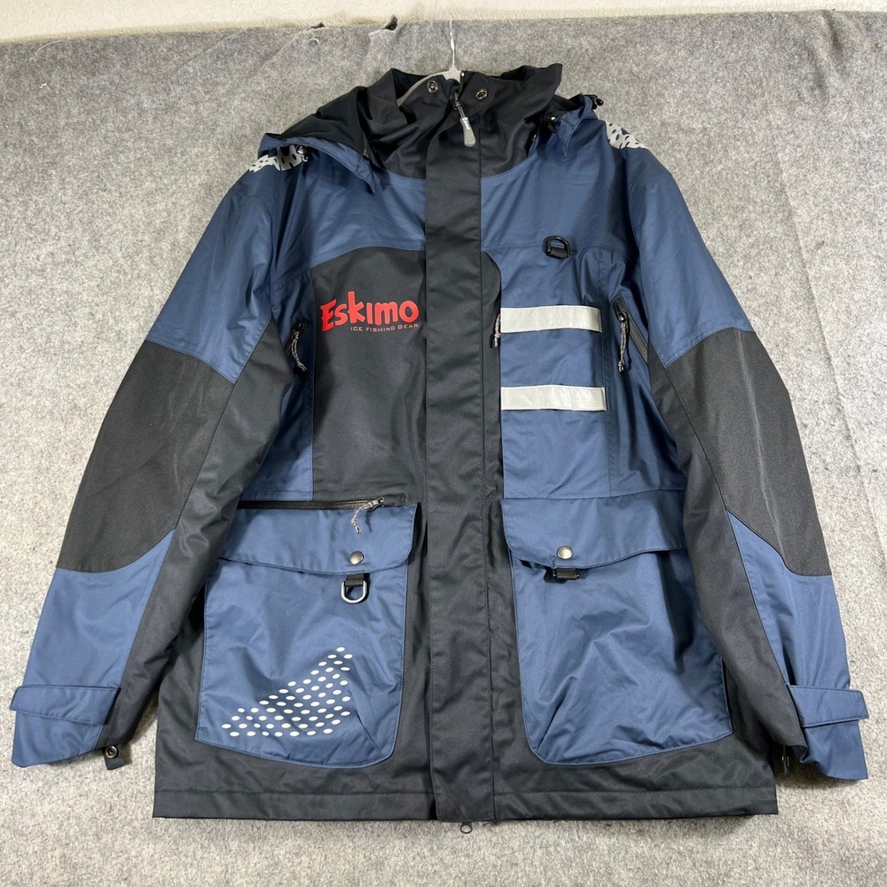 Eskimo Ice Fishing Gear Float Jacket Mens XL Blue Lined Hooded Outdoor Utility